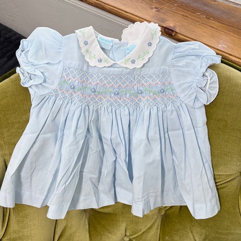 Vintage Hand Smocked Peter Pan Collar Baby Top